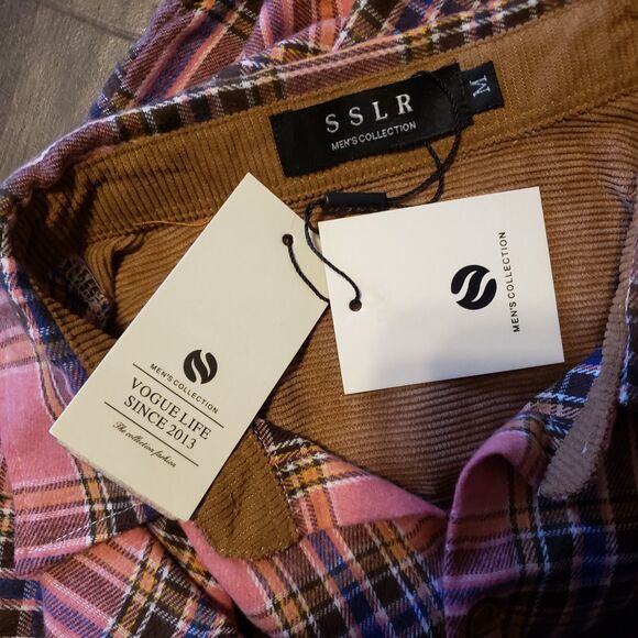 SSLR NWT Men's Orange Flannel Button Up  Shirt Sz M - Picture 6 of 7